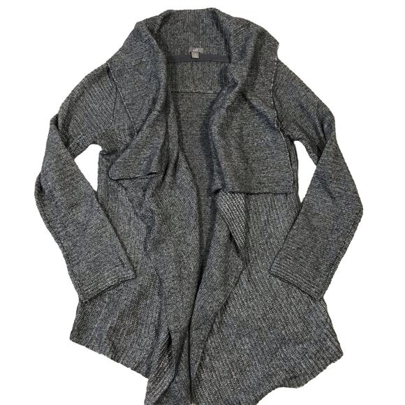 J. Jill Ribbed Drape Waterfall Wool Blend Sweater Open Cardigan Gray size XS - Picture 1 of 8